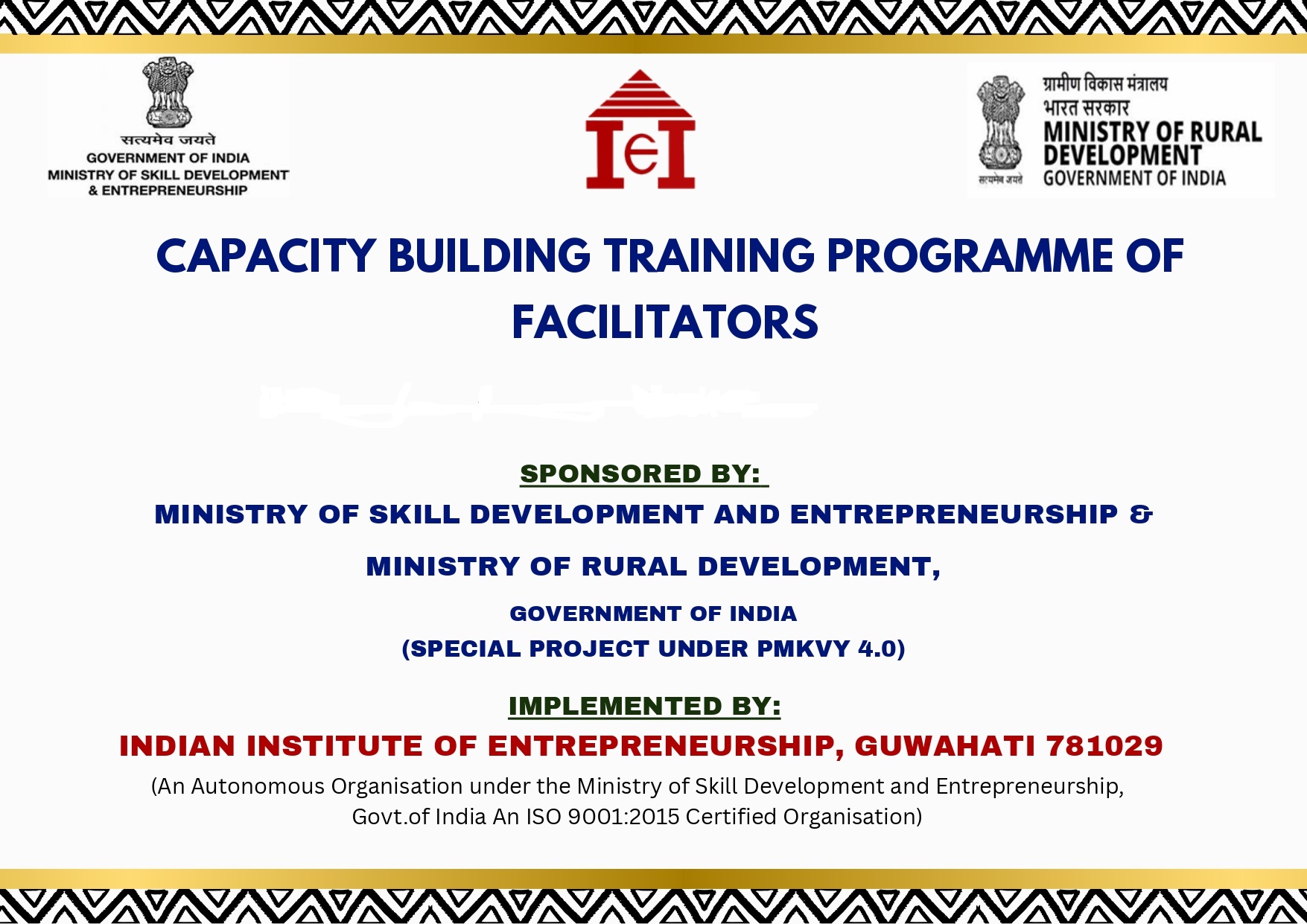 Capacity Building Training Programme of Master Trainers & Facilitators Enterprise Promotion